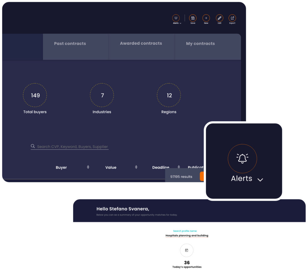 Tender alerts screenshot