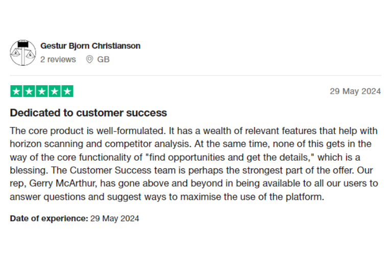 Tracker Trustpilot Review Gestur