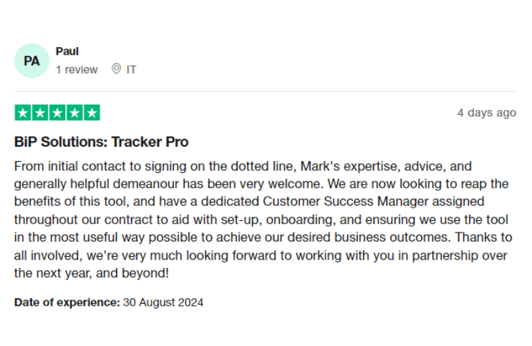 Tracker Trustpilot Review Paul